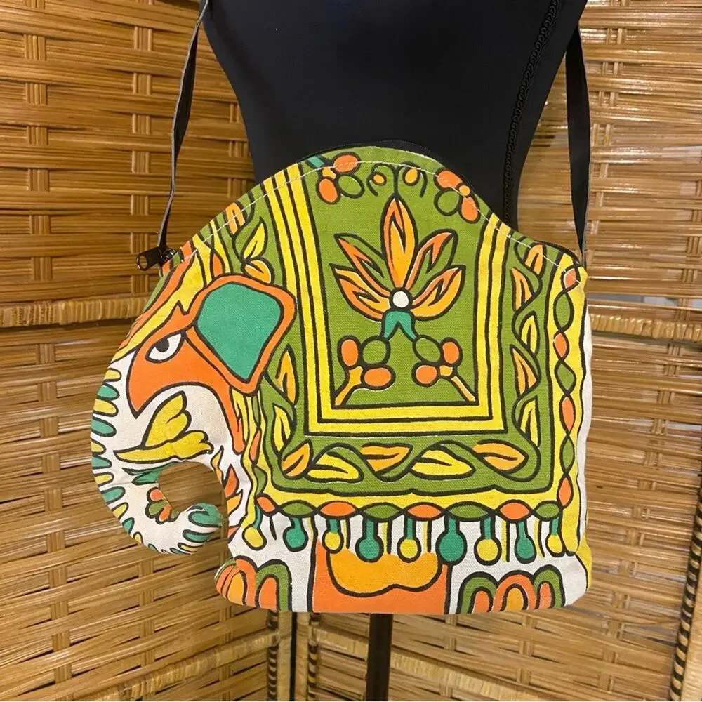 Colorful Elephant Abstract Shoulder Bag made in India Boho novelty festival